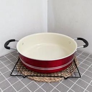 陶瓷色鍋日式雙耳炒鍋湯鍋不粘鍋加厚家用多功能煮鍋煎鍋
