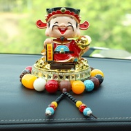 Solar-powered shaking head fortune god ornament for the car, creative solar-powered five-way fortune