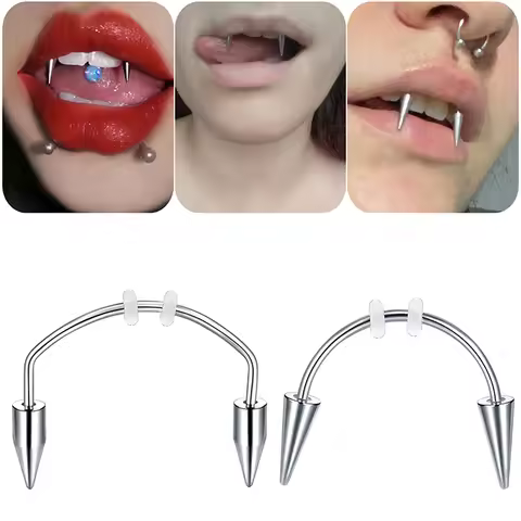 Smile Lip Tiger Tooth Nail Zombie Tooth Lace Nail Vampire Piercing Jewelry Titanium Steel C Rod Vamp