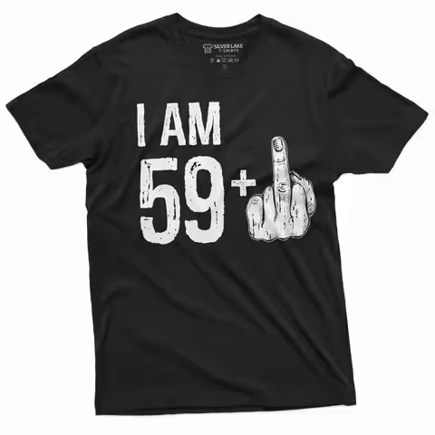 Men's 60th Birthday T shirt Papa Grandpa Dad 59 middle finger offensive