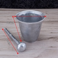 M/L Lumpang Besi Tebal Alat Penumbuk Obat Mortar Pestle Tumbukan Bumbu Obat