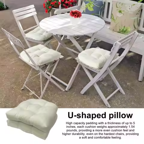 2 Pcs Chair Cushions Waterproof U-Shaped Overstuffed Seat Cushion Cotton Filling For Patio Living Ro