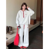 AA29 2-Piece Set Korean Warm-Up Look Minimalist Airport (With Hood) Baju Set Seluar OOTD Set