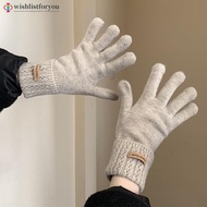 Wishlistforyou Women Knitted Gloves Thickened Anti-Slip Touchscreen Gloves Cycling Warm Gloves Winte