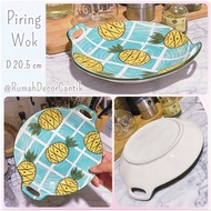 1Pc Dish Plate in the Shape of a Mint Cooking Wok Thick, Bright CeramicTOSCA