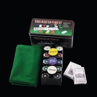 TEXAS POKER SET Blackjack Mat 200 Poker Chips Set Casino Poker Card Games
