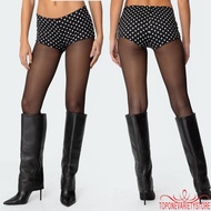 TOPONEM-Women Summer Dot Print Mini Shorts Tight Casual Shorts