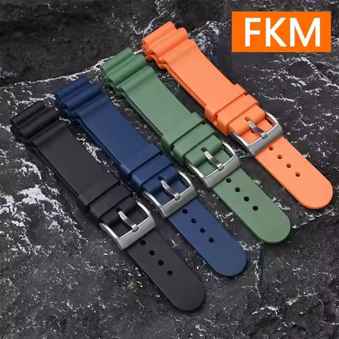 FKM Fluoro Rubber Strap 20mm 22mm Men Diving Sport Wrist Bracelet Accessories for Seiko Turtle Prosp