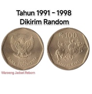 Harga Tertera 10 Keping Koin 100 Rupiah Asli Original Tahun 1991-1998 Karapan Sapi Uang Rp 100 Rupia
