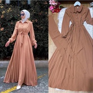 Lux Dress Gamis Premium Plisket Moscrepe Import Gamis Terbaru Kekinian