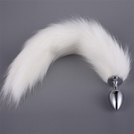 Yuequ Manufacturer Artificial Fur Butt Plug Tail Couple Sex Toys Silver Fox Size White kenlixing