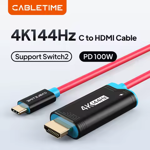 CABLETIME Switch 2 Dock Station Portable TV Dock 4K144Hz USB C to HDMI Cable PD 100W Adapter Prefect