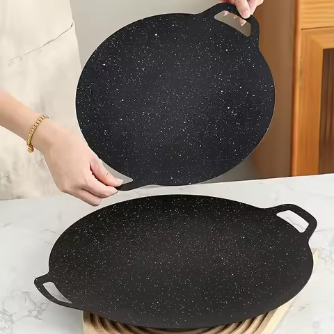 2025 Korean BBQ Grill Pan Nonstick Aluminum Round Roasting Pan Outdoor Portable Griddle for Barbecue