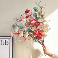 5 Flower heads Azalea Artificial Flower Dried Flower Bouquet Butterfly Decoration