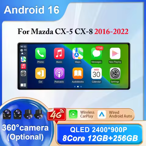 For Mazda CX-5 CX-8 2016-2022 2400*900P Android 16 Screen Multimedia Video Player GPS WIFI BT CarPla