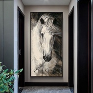 ผ้าใบวาดภาพม้าสีขาว Abstarct ศิลปะบนผนังโปสเตอร์รูปม้าสัตว์ย้อนยุคและภาพพิมพ์สำหรับ0717นั่งเล่นระเบียง