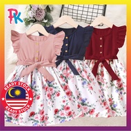 [1-6±Yrs] Gaun Budak Retro Flora Cotton Korea Kids Dress Girl Dress Anak Perempuan Lembut Soft Premi
