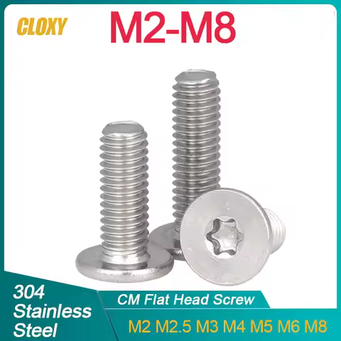 10-100pcs 304 Stainless Steel M2 M2.5 M3 M4 M5 M6 M8 CM Six-Lobe Torx Ultra Thin Super Low Flat Wafe