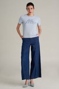 Mc JEANS เสื้อยืดแขนสั้นผู้หญิง คอกลม สีฟ้าอ่อน MTTZA53 เนื้อผ้า 100% คอตตอน งานพิมพ์สีมุก