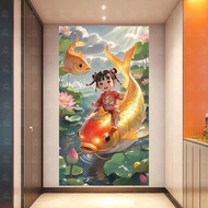 New Model Embroidery Painting Fairy Riding a Carp Vs8340(50x80cm) Unembroidered Handmade Diy Letter 