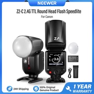 NEEWER Z2-C 2.4G TTL Round Head Flash Speedlite for Canon Cameras with Diffuser & Battery