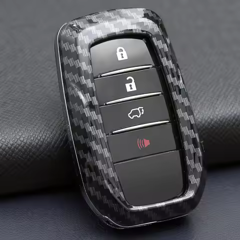 Carbon Fiber Car Key Fob Case Cover Keychain For Toyota bZ4X bZ Highlander Sienna Corolla Yaris Cros