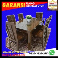 Meja makan jati belanda minimalis bulat ukiran asli jepara asli set 4 6 8 kursi 4 6 8 promo murah mi
