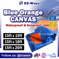 Blue Orange Canvas 15x15/15x18/15x20 Waterproof Canopy Canvas Tarpaulin Kanvas Khemah Kolam Tutup Ke