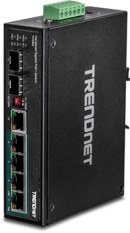 TRENDnet 6-Port Hardened Industrial Gigabit PoE+ DIN-Rail Switch, 4 x Gigabit PoE+ Ports, Shared Gig