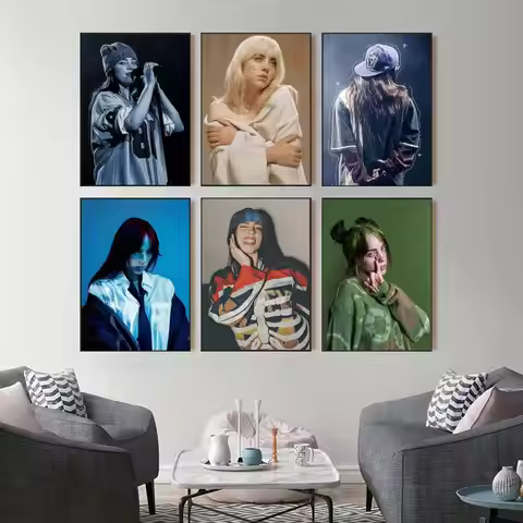 B-Billie B-BLUE Singer Eilish wall suitable for living room bar decoration retro decorative painting