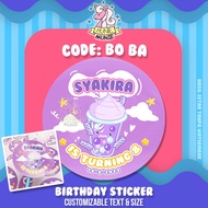 Custom Birthday Stickers - Cute Boba Drinks (20pcs) Bobba Pearl Birthday Stickers