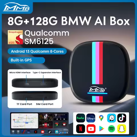 MMB MAX Android 13 CarPlay Ai Box 8+128G QCM6125 8 Cores Netflix&Youtube GPS 4G LTE For BMW ID6 ID7 