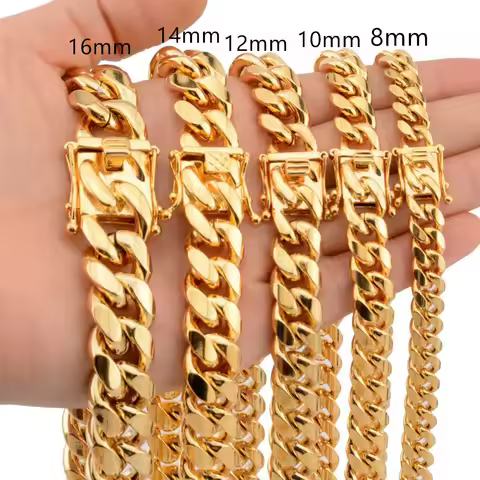 News Arrival 8/10/12/14/16/18mm Stainless Steel Miami Curb Cuban Chain Necklaces Casting Dragon Lock