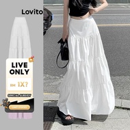 (LIVE STREAM SALE)Lovito Casual Plain Basic Skirt for Women L85AD112 Lovito Rok Basic Polos Kasual u