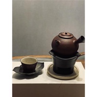 東門茶事【溪元】隱月套組 煮茶壺紅陶300cc和黑陶酒精爐一套茶具