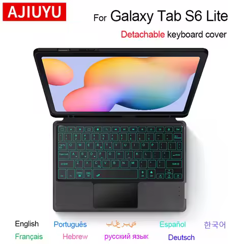 AJIUYU Detachable Wireless Magic keyboard Case For Samsung Galaxy Tab S6 Lite 10.4" 2022 2020 Protec