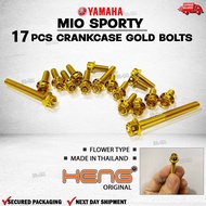 ♞,♘Yamaha Mio Sporty original heng gold bolts for Crankcase 17pcs Set Made in Thailand