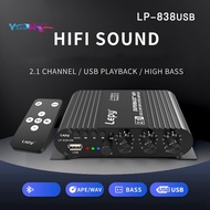 LEPY 838 USB Bluetooth Subwoofer Amplifier HIFI 2.1 12V Car Home Amplifier U Disk Lossless Suitable 