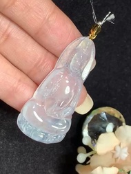 冰種 天然翡翠 緬甸A玉頸鏈 • 18K金高冰種觀音翡翠吊墜