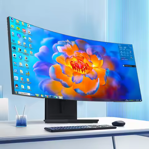 34 inch Curved All In One PC 4K HD Fish Screen All In One Computer16GB RAM Adjustable Office Compute