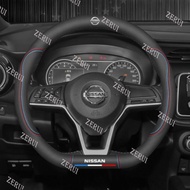 ZR For  Nissan leather steering wheel cover Leaf 370Z Sylphy GTR Almera Patrol Royale X-TRAIL Terra 