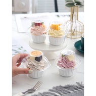Paper Cupcake Packaging Box Transparent Muffin Cup Paper Tray Mousse Packaging Box 1/2 Cup Dessert P