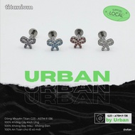 [SOLD BY PCS][CASE] Men's and Women's Titanium Bow Earrings 4 COLORS Titanium F136 Unisex Stainless 