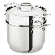 All-Clad E414S6 Stainless Steel Pasta Pot and Insert Cookware, 6-Quart, Silver