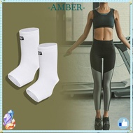 AMBER Ankle Support, White Elastic Ankle Brace,  M/ L/ XL Nylon Achilles Tendon Brace Foot Sprain