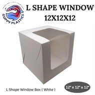L SHAPE WHITE CAKE BOX WINDOW 12X12X12 / CAKE BOX WINDOW 12INCH