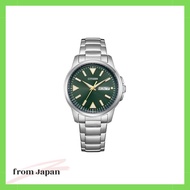 [Citizen] Eco-Drive Day & Date 3-Hand Watch Waterproof Luminous Simple Green BM8180-71W Men's Silver