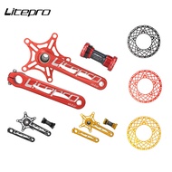 Litepro Folding Bicycle Elite Hollow Integrated Crank Crankset 130BCD Single Chainring Aluminum Alloy Chainwheel Ceramic Bottom Bracket