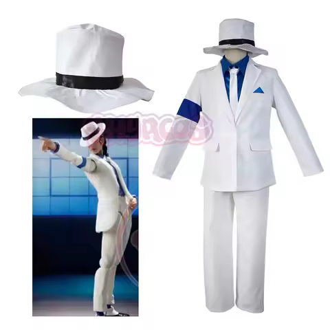 Michael Cosplay Jackson Smooth Criminal Suit Michael Jackson Cosplay Costume top+pants+shirt+tie+hat