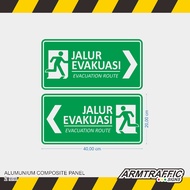 FLAT EVACUATION DIRECTION SIGN 20 X 40 CM | K3 HIMBAUAN GUIDE DIRECTION SIGN